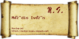 Módis Iván névjegykártya
